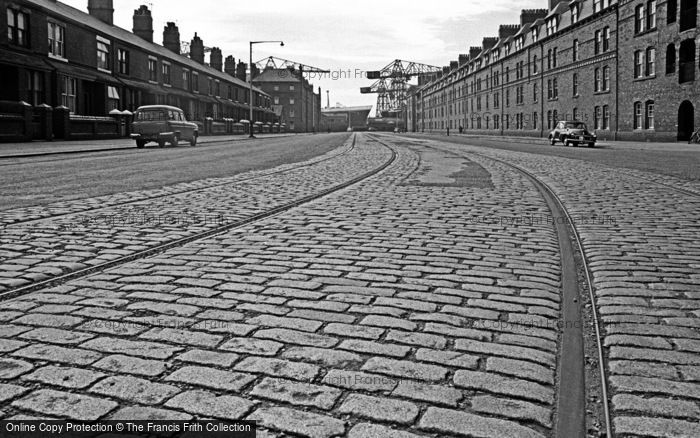 Photo of Barrow In Furness, Tram Lines In A Cobbled Road 1963