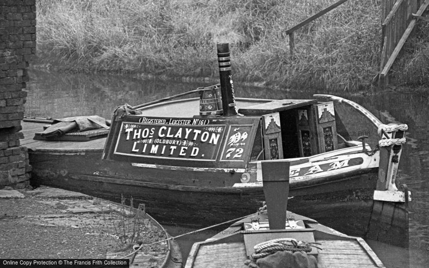 Oldbury, Narrow Boat on the Canal 1964