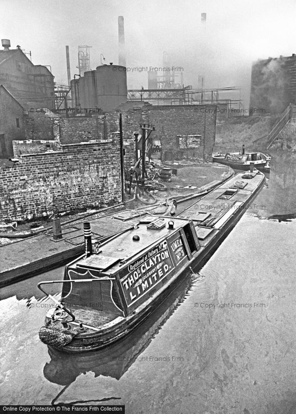 Oldbury, Narrowboat on Canal by BIP Factory c1960