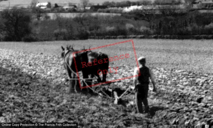 Photo of Abergavenny, A Horsedrawn Plough c.1955