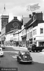 Vw Car In Cross Street c.1965, Abergavenny