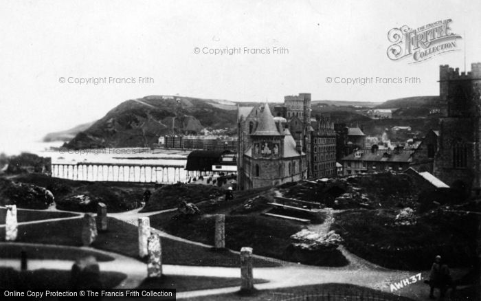 Photo of Aberystwyth, View From Castle Hill Showing College c.1930