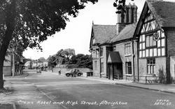 Crown Hotel And High Street c.1960, Albrighton