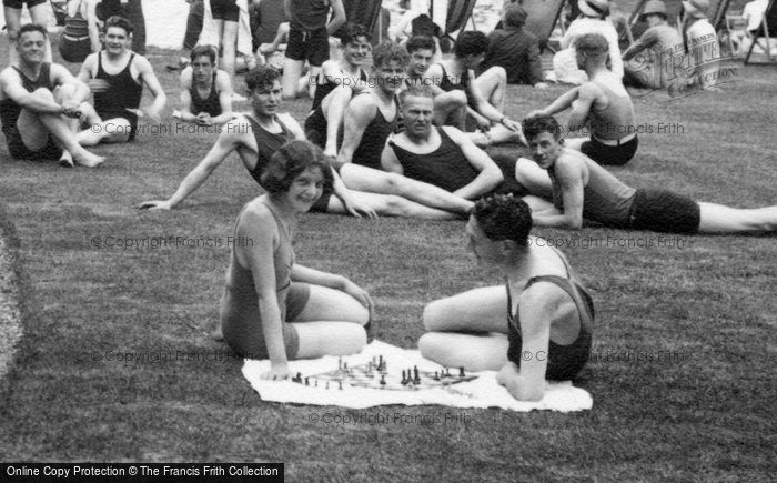 Photo of Aldershot, Couple Playing Chess By The Bathing Pool 1931