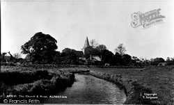 St Andrew's Church And River Cuckmere c.1960, Alfriston