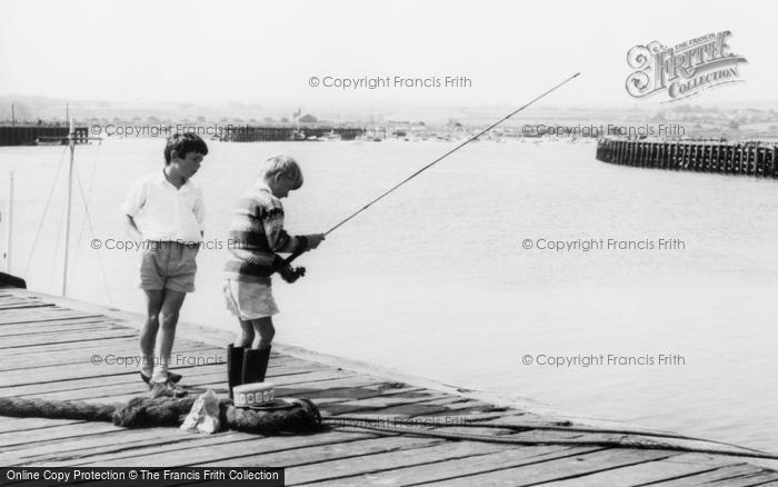 Photo of Amble, Harbour, Boys Fishing c.1965