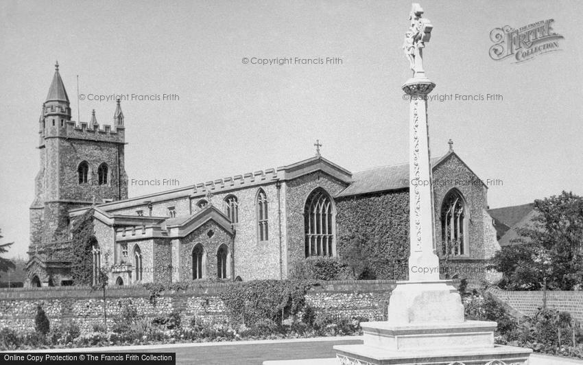 Amersham, War Memorial and St Mary's Church c1955