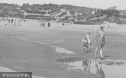 Father And Children On The Beach c.1955, Anderby Creek
