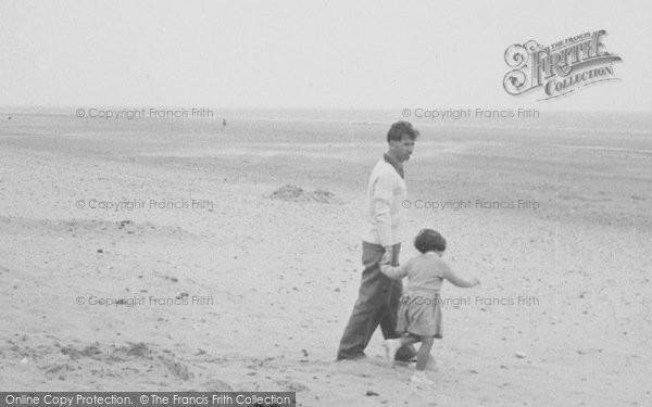 Photo of Anderby Creek, Father And Daughter On The Beach c.1955