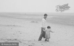 Father And Daughter On The Beach c.1955, Anderby Creek