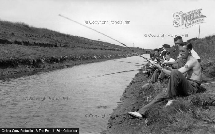 Photo of Anderby Creek, Fishing In The Creek c.1955