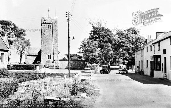 Photo of Angle, Post Office And St Mary's Church c.1955