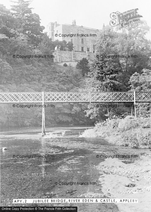 Photo of Appleby, Jubilee Bridge, River Eden And Castle c.1955