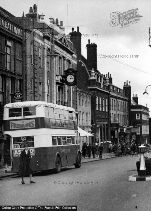 Photo of Ashford, High Street, Double Decker Bus c.1950