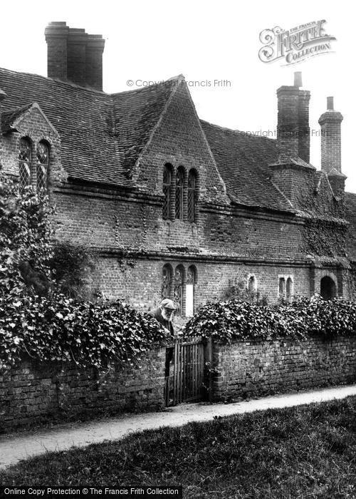 Photo of Audley End, Abbey Farm Almshouses, Opening The Gate 1907