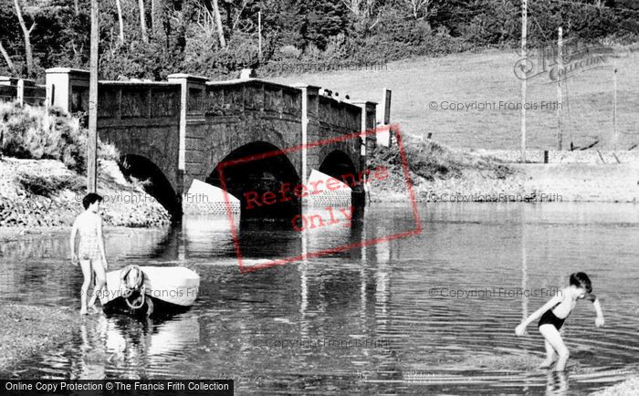 Photo of Axmouth, Paddling At The Bridge c.1955