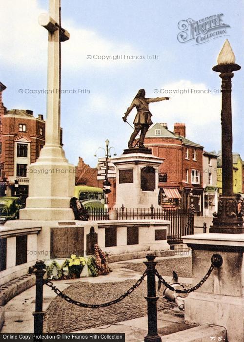 Photo of Aylesbury, The War Memorial And John Hampden Statue c.1955