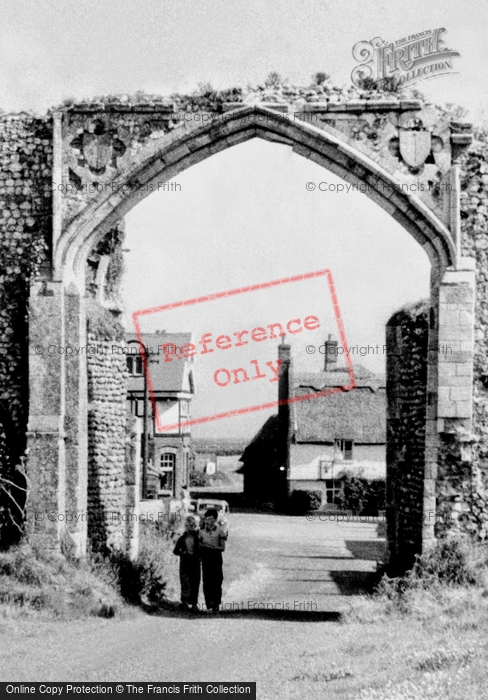 Photo of Bacton, Boys At The Abbey Gateway c.1955