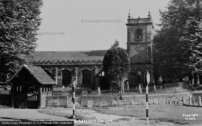 Photo of Bangor Is Y Coed, The Church And Lychgate c.1955