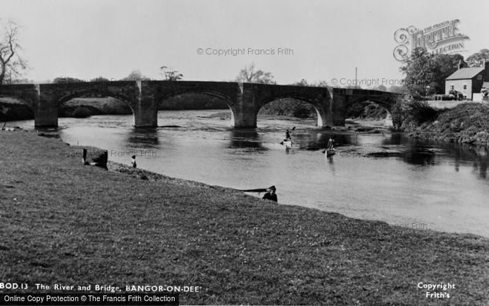 Photo of Bangor Is Y Coed, The River And Bridge c.1955