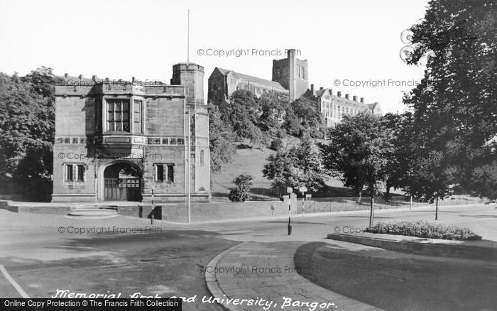 Photo of Bangor, Memorial Arch And University c.1960