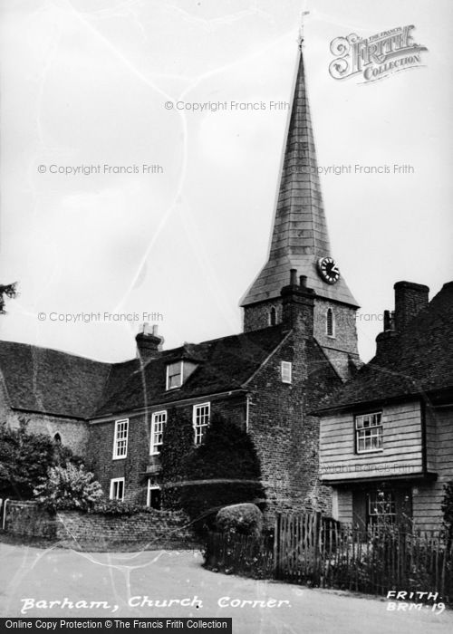 Photo of Barham, Church Corner c.1955