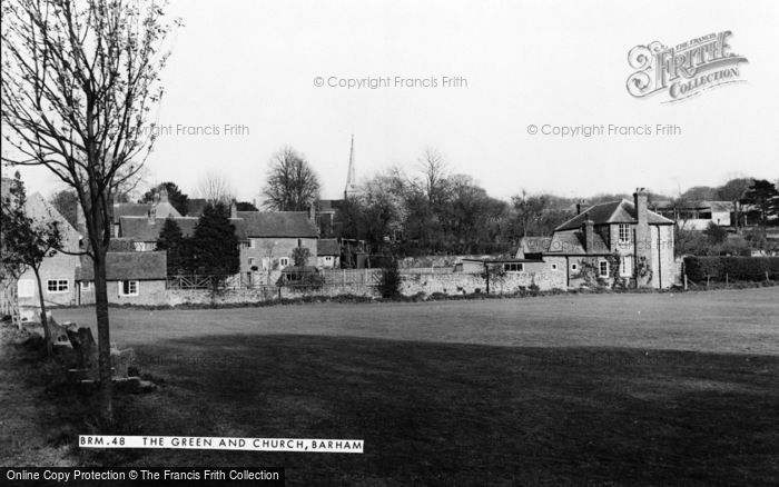 Photo of Barham, The Green And Church c.1965