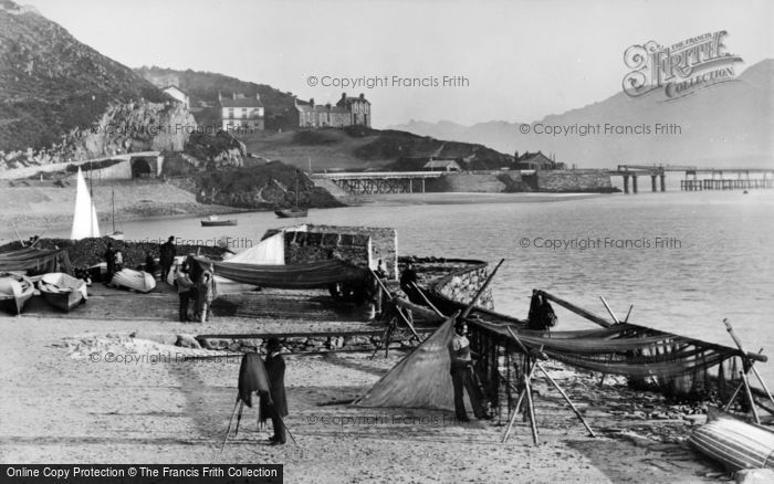 Photo of Barmouth, Mending The Nets c.1890