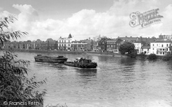 Barge And Tug On The River Thames c.1960, Barnes