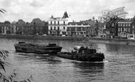 Barge And Tug On The River Thames c.1960, Barnes