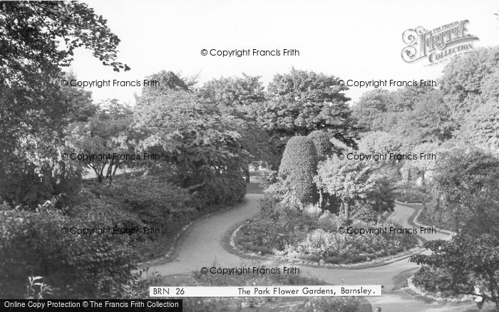 Photo of Barnsley, Locke Park, Flower Gardens c.1955