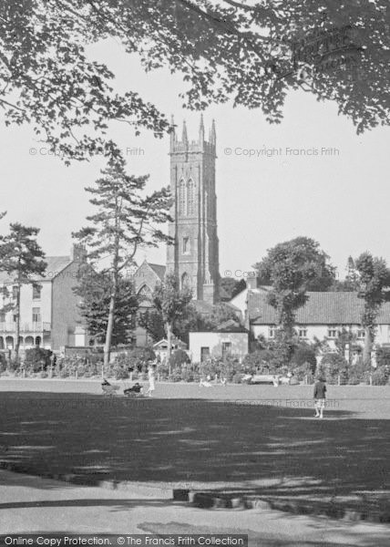 Photo of Barnstaple, Church From Rock Park c.1955