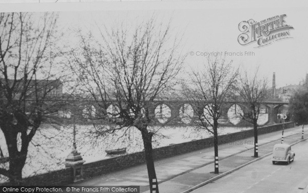 Photo of Barnstaple, Embankment And River Taw Bridge c.1950