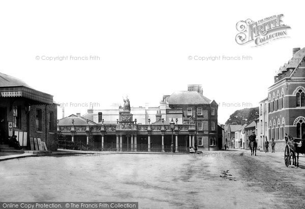 Photo of Barnstaple, Queen Anne's Statue And Station 1890