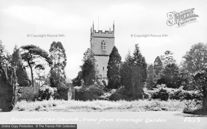 Photo of Barnwood, Church From Vicarage Garden c.1955