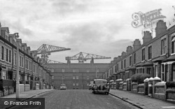 Barrow-In-Furness, Cranes At End Of Street 1963, Barrow-In-Furness