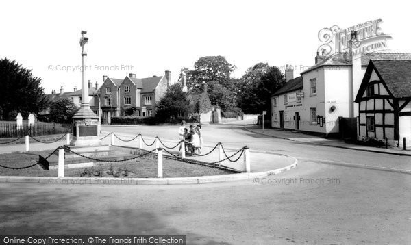 Photo of Barton Under Needwood, The Memorial And Main Street c.1955