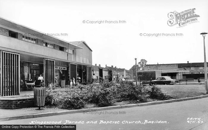 Photo of Basildon, Kingswood Parade And Baptist Church c.1965