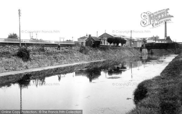Photo of Bason Bridge, the Station and River Brue c1955