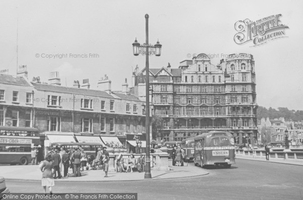 Photo of Bath, Empire Hotel And North Parade Bus Station c.1950