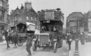 Battersea, Motor Buses at junction of Northcote Road and Battersea Rise c1915