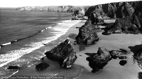 Photo of Bedruthan Steps, c.1955