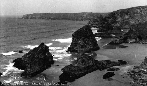 Photo of Bedruthan Steps, The Coast Looking North c.1955