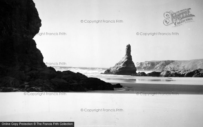 Photo of Bedruthan Steps, The Shore And Queen Bess Rock c.1955
