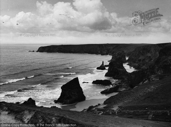 Photo of Bedruthan Steps, Tide In c.1955