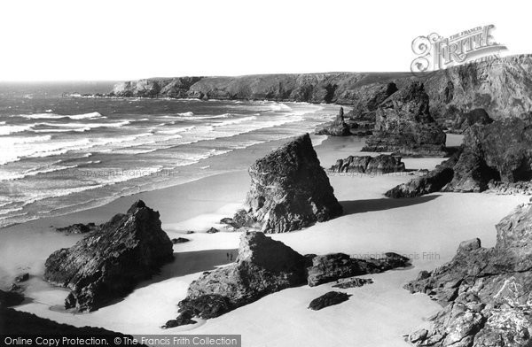 Photo of Bedruthan Steps, Tide Out c.1955