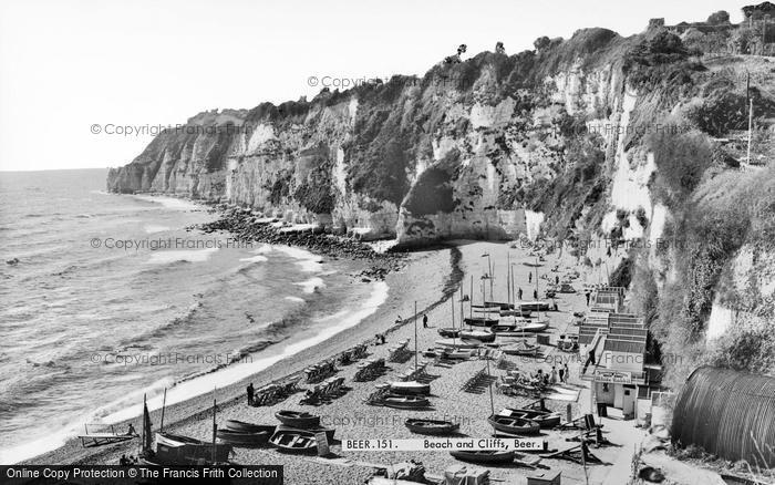 Photo of Beer, Beach And Cliffs c.1965