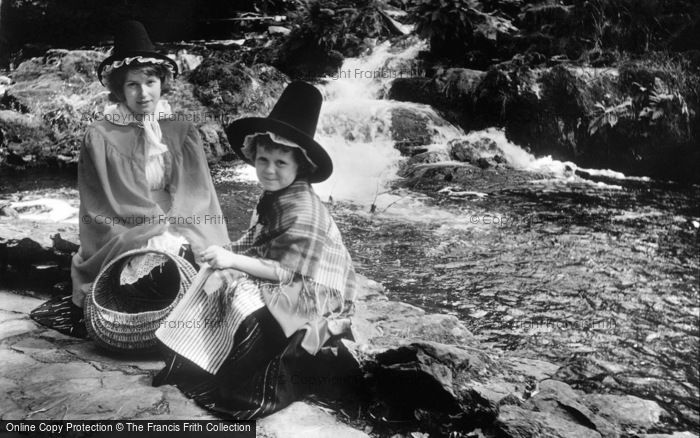 Photo of Betws Garmon, Girls In Welsh Costume At Nant Mill Falls c.1963