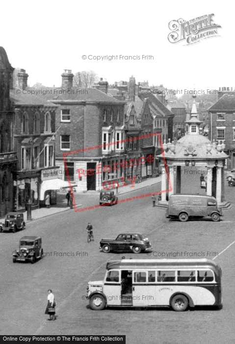 Photo of Beverley, Bus In The Market Square c.1955
