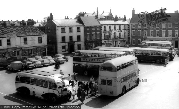 Photo of Beverley, Buses In The Market Square c.1965